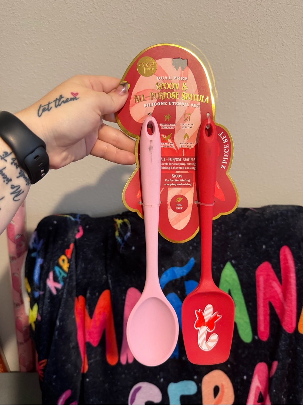 Dual Prep Silicone Spoon & Spatula Set - Pink & Red